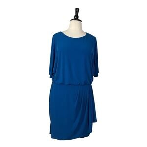 Donna Rico Dress Blouson Drape Elbow Sleeves Peacock Blue Women’s Plus Size 18W